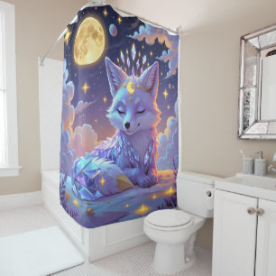 A small Star Whisper Moonlit Fox sleeping peaceful Shower Curtain