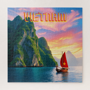 A small Vietnamese in Ha Long Bay Vietnam Jigsaw Puzzle