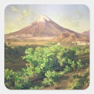 A Small Volcano in Mexican Countryside, 1887 (oil Square Sticker