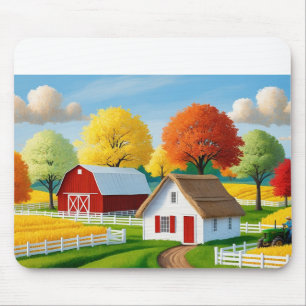 A small white, thatched roof cottage mouse mat