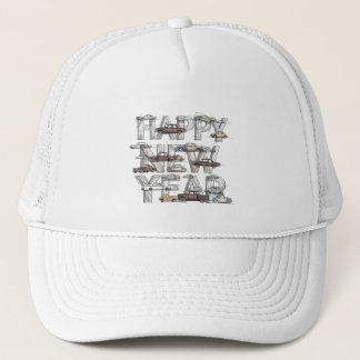 a smart happy new year design for cars lovers  trucker hat