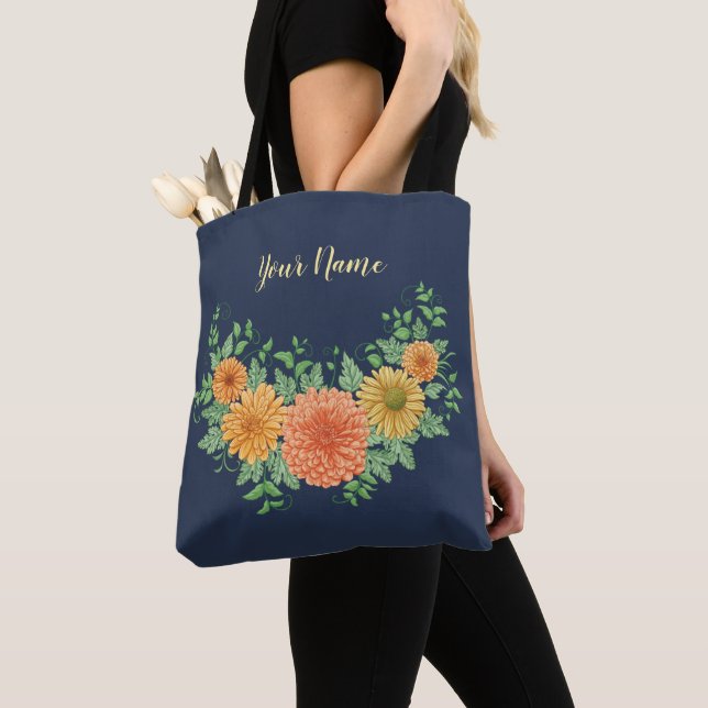A Smile in Flowers Tote Bag (Close Up)
