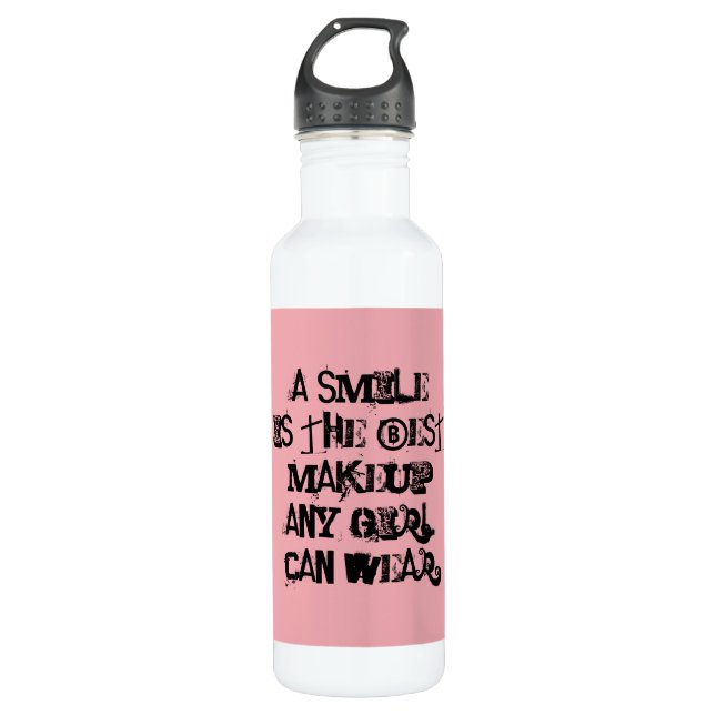 A smile is the best Makeup any girl can wear. 710 Ml Water Bottle (Front)