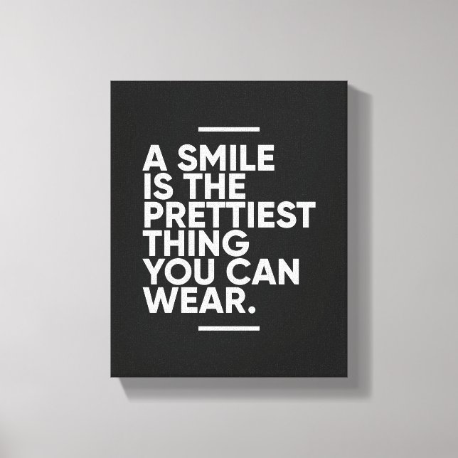 A Smile Is The Prettiest Thing | Inspirational Canvas Print (Front)