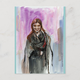 A Smiling Girl in Black Postcard