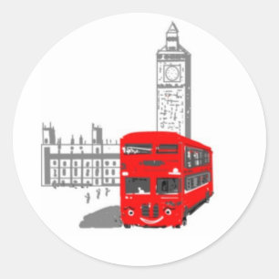 A smiling London Bus Classic Round Sticker