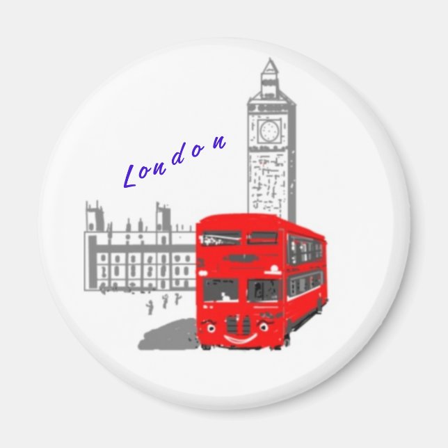 A smiling London Bus Magnet (Front)