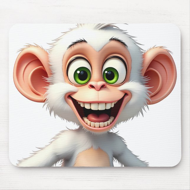 A smiling white African monkey Mouse Mat (Front)