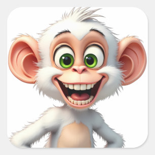 A smiling white African monkey Square Sticker