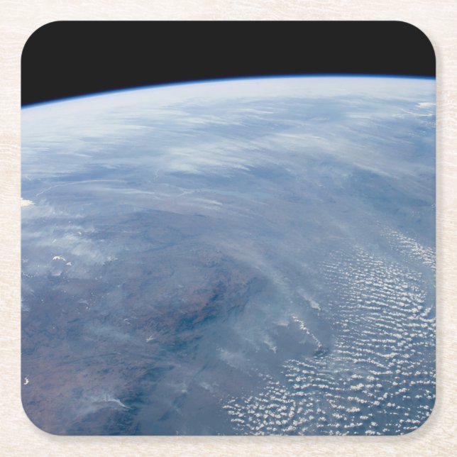 A Smoke Pall Over Tropical Southern Africa. Square Paper Coaster (Front)