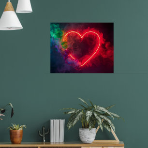A Smoking Red Hot Heart on a Modern Wall Poster