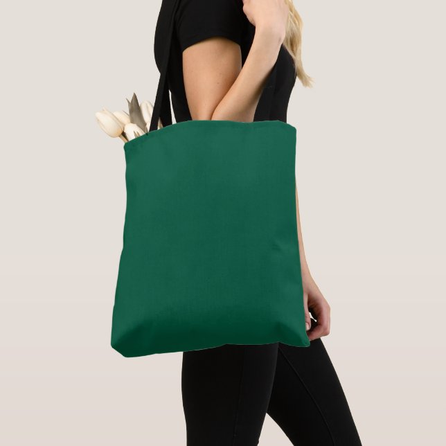 A smooth solid dark green texture tote bag (Close Up)