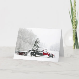 A Snow Covered Truck Sits In A Field Holiday Card