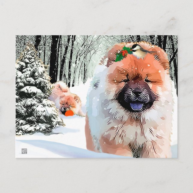 A SNOW DAY Chow holiday postcard (Front)
