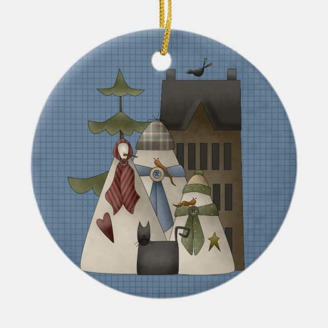 A Snow Family Ceramic Christmas Ornament (Front)