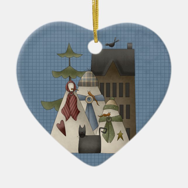 A Snow Family Ceramic Christmas Ornament (Front)