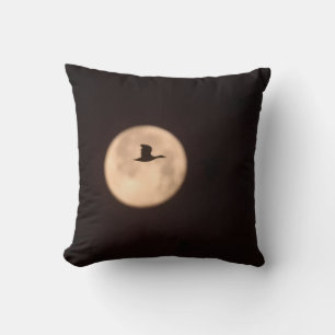 A Snow Goose Against A Full Moon New Mexico Cushion
