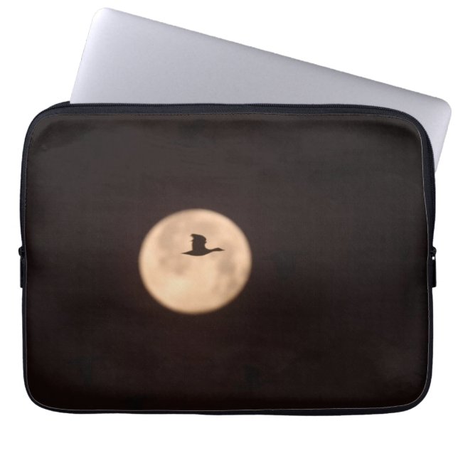 A Snow Goose Against A Full Moon | New Mexico Laptop Sleeve (Front)