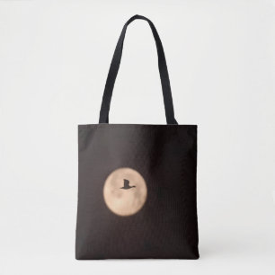 A Snow Goose Against A Full Moon New Mexico Tote Bag