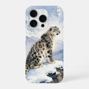 A Snow Leopard on Snowy Peak iPhone 16 Pro Case