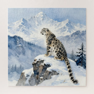 A Snow Leopard on Snowy Peak Jigsaw Puzzle