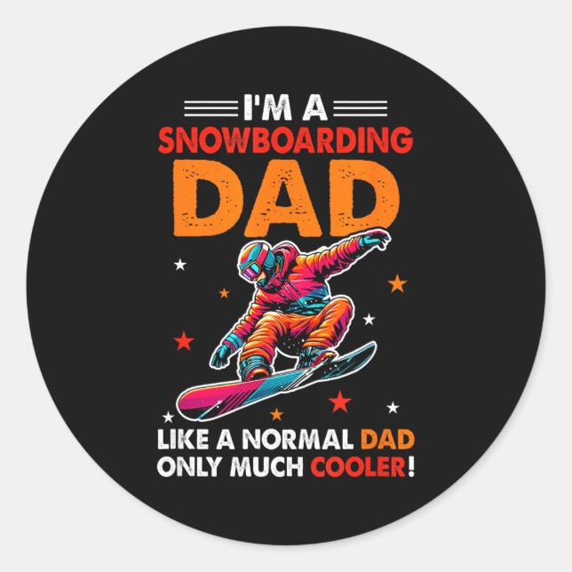 A Snowboarding Dad Definition Much Cooler Funny Fa Classic Round Sticker (Front)