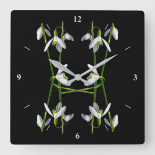 A Snowdrop Daisy Chain Square Wall Clock
