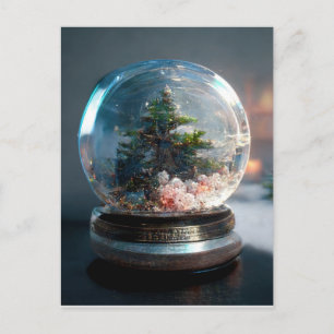 A snowglobe with a Christmas tree Postcard