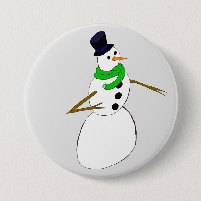 a snowman 7.5 cm round badge (Front)