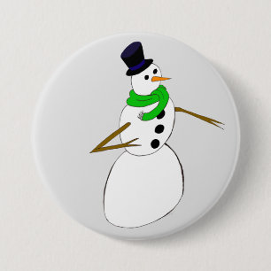 a snowman 7.5 cm round badge
