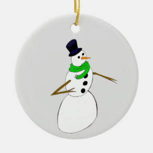 a snowman ceramic tree decoration