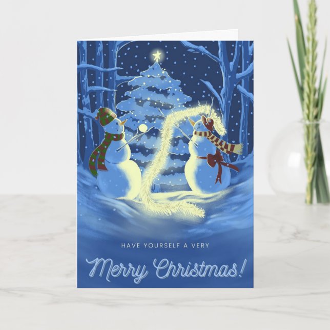 A Snowman Christmas Holiday  Card (Front)