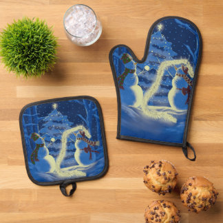 A Snowman Christmas Oven Mitt & Pot Holder Set