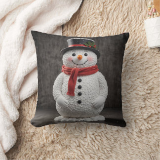 A SNOWMAN IN A BLCK HAT CUSHION
