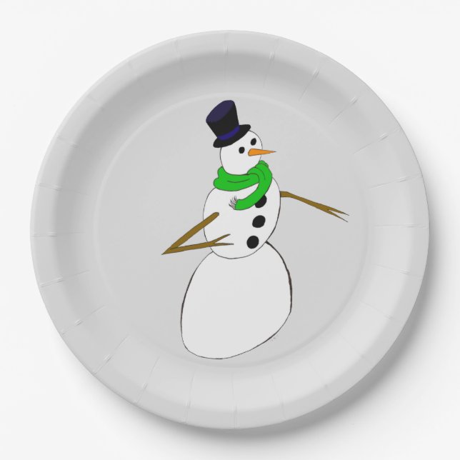 a snowman      paper plate (Front)