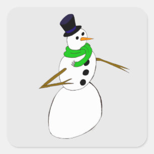 a snowman      square sticker