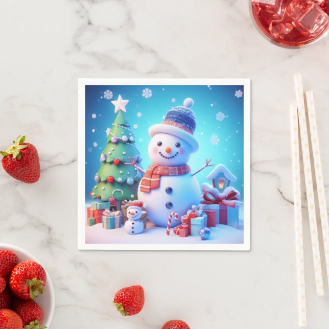 A Snowman's Christmas Cheer Napkin (Insitu)