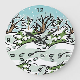 A Snowy Forest - Large Clock