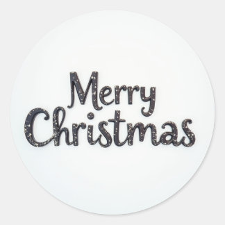 a snowy Merry Christmas Classic Round Sticker