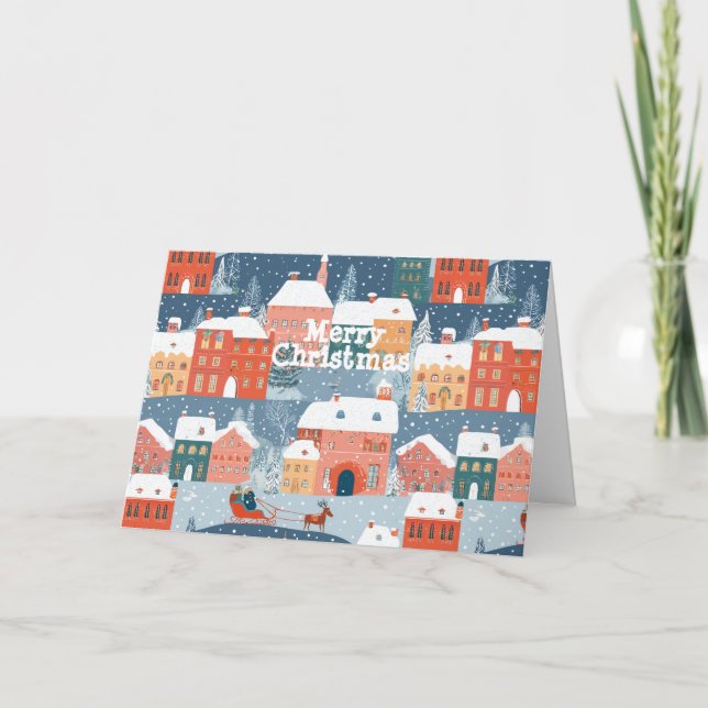 A Snowy Mountain Village Hamlet Holiday Card (Front)