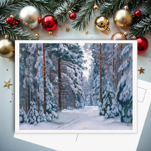 A Snowy Path in the Forest Postcard
