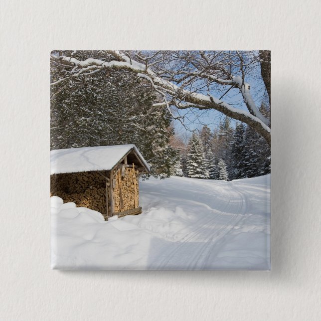 A snowy scene at the AMC's Little Lyford Pond 15 Cm Square Badge (Front)