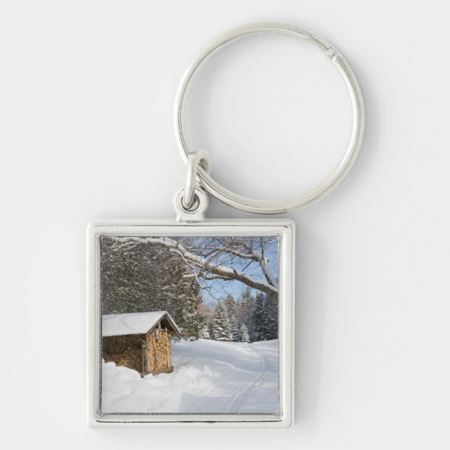 A snowy scene at the AMC's Little Lyford Pond Key Ring (Front)