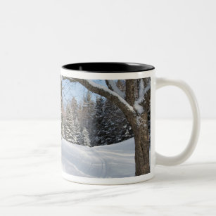 A snowy scene at the AMC's Little Lyford Pond Two-Tone Coffee Mug