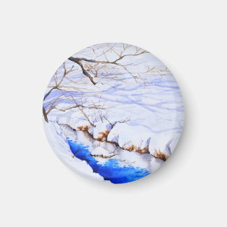 A snowy stream magnet