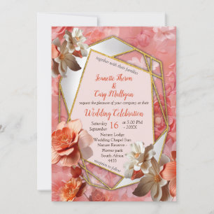 A soft 2024 colour of Peach Fuzz Flowers Invitation