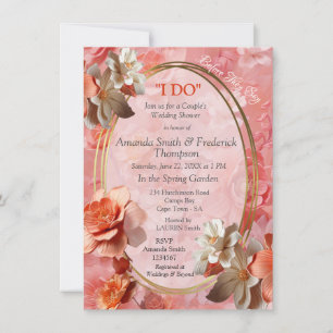 A soft 2024 colour of Peach Fuzz Flowers Invitation