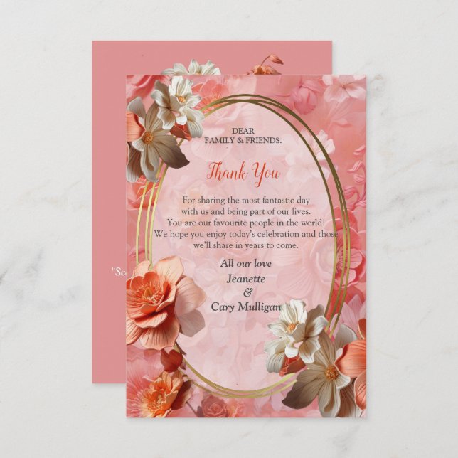 A soft 2024 colour of Peach Fuzz Flowers Thank you RSVP Card (Front/Back)