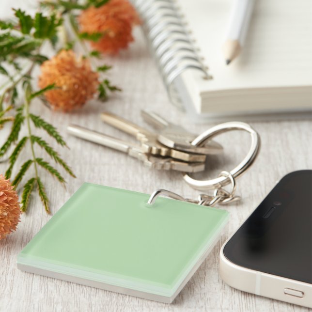 A soft pale green background fills the image key ring (Front Right)