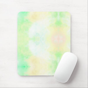 A soft, pastel tie-dye pattern features shades mouse mat